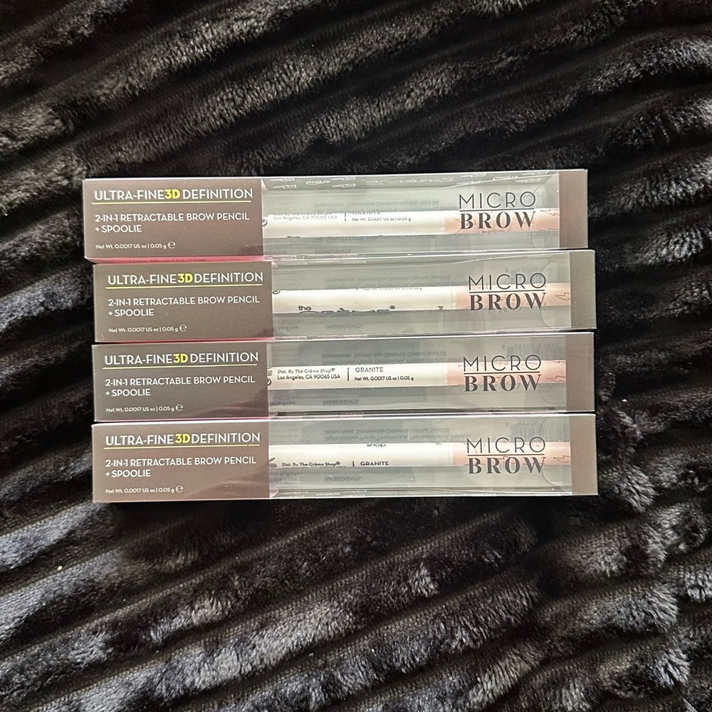 4 Pc The Creme Shop Micro Brow Pencil + Spoolie Shade Granite